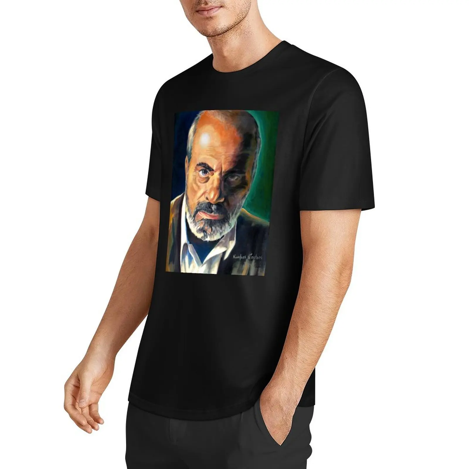 Stelios Kazantzidis portrait painting T-Shirt sweat shirts graphic tee boys whites men graphic t shirts