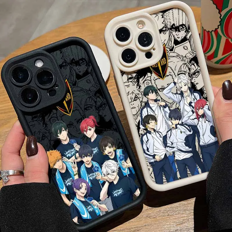 حار الدم أنيمي الأزرق قفل ل أبل آيفون 17 16 15 14 13 12 Mini 11 Pro ماكس عيون سلم غطاء فوندا سيليكون لينة جراب هاتف