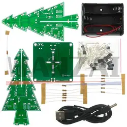 Three-Dimensional 3D Christmas Tree LED DIY Kit Red/Green/Yellow RGB Flash Circuit Electronic Fun Suite