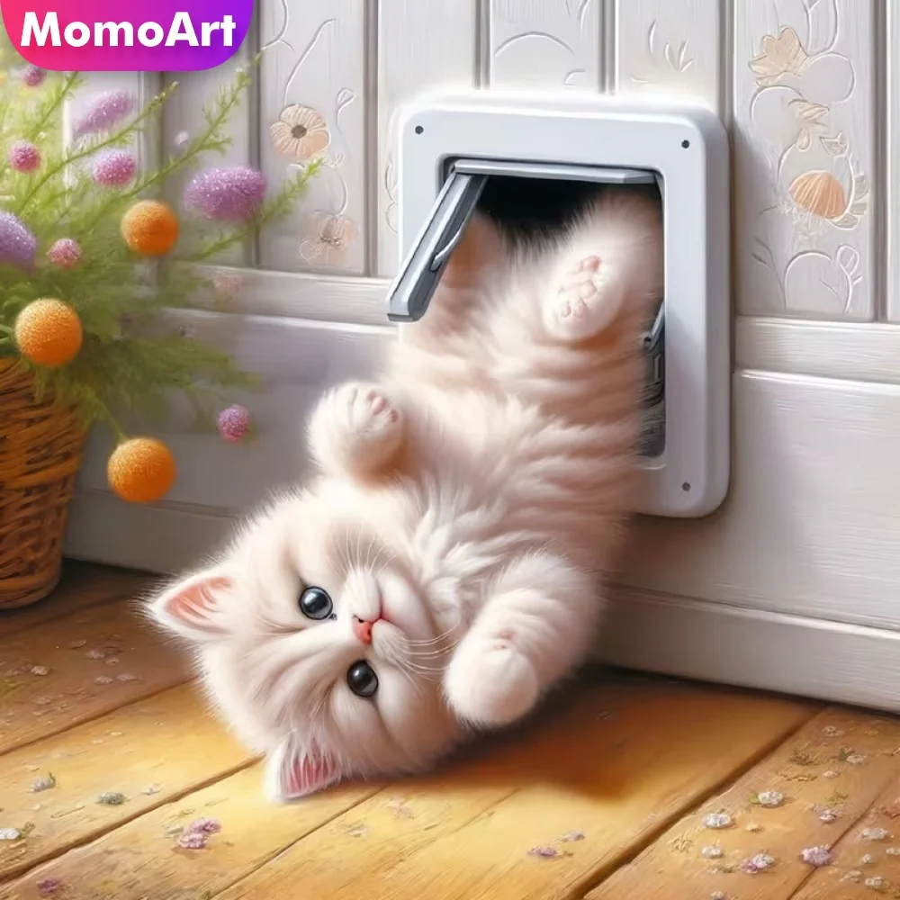 Momoart DIY Diamantmalerei Katze Tier Neue Kollektion Diamantmosaik Geeignet für Anfänger Set Stickerei Handarbeit Hobby