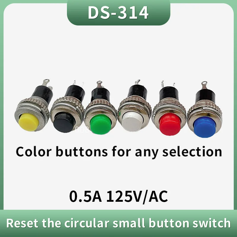 6PCS DS-314 Lockless Self Reset 10mm Small Button Switch Door Bell Horn Power Start Button