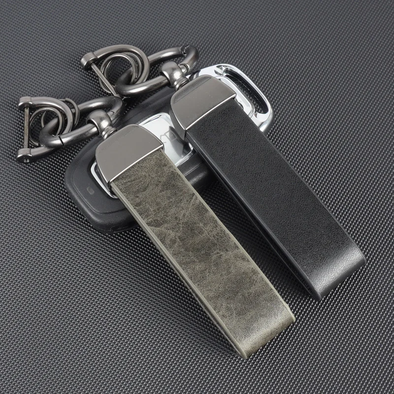 Vintage Texture Leather Car Keychain Anti‑Lost Key Strap Lanyard Metal Horseshoe Buckle Car Key Holder Keyring Gift Accessories