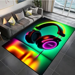 3D Printed Headset Rug Large Carpet Area for Living Room Bedroom Sofa Kitchen Decorate Game Non-slip Floor Mat Kid Birthday Gift