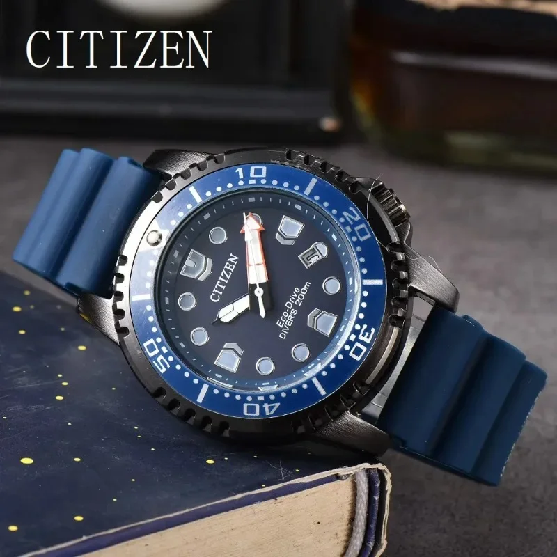 CITIZEN-Relógio Quartz para Homens, Aço Inoxidável Empresarial, Borracha Data Automática, Cronógrafo Masculino Relógios Esportivos, Marca de Luxo