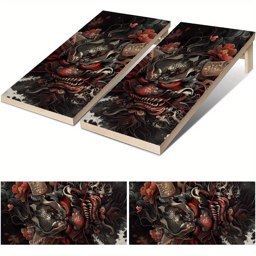 

Red Ink Dragon Lord Waterproof Cornhole Board Vinyl Wraps, PVC Outdoor Game Board Design, Perfect for Sports & Leisure Activitie