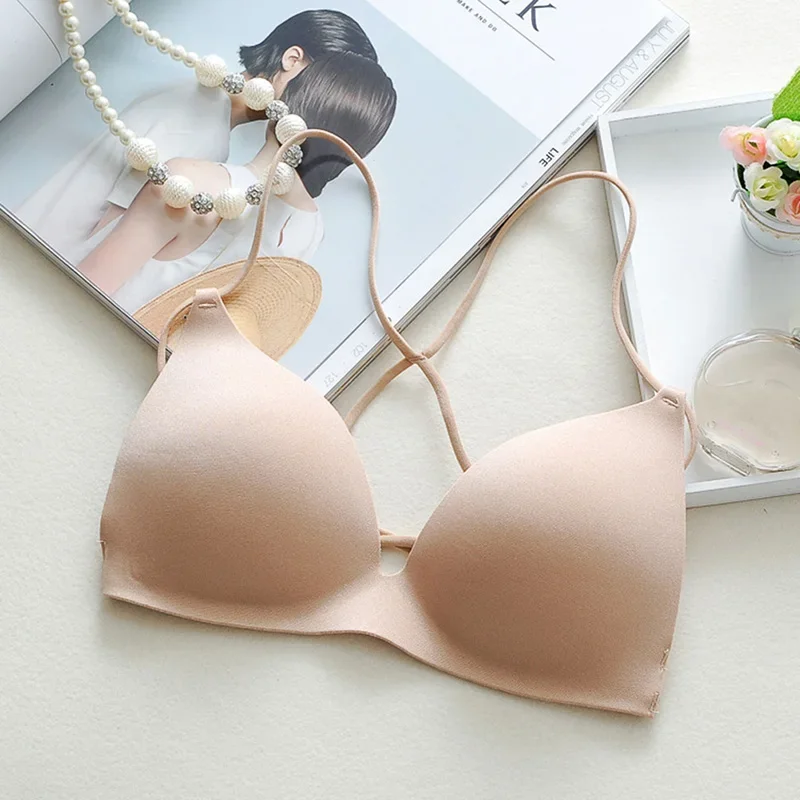 Seamless Women Hollow Out Bra Wireless Thin Underwear Sexy Lingerie Without Steel Ring Integrated Soft Sports Bras Bralette