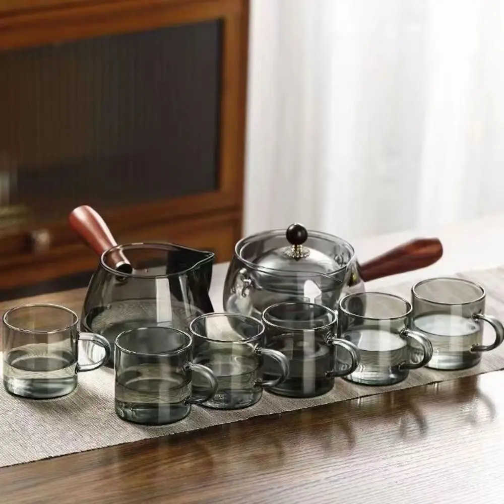 Heatable Glass 360 Degree Rotating Teapot Heat Resistant Transparent Fair Cup Large with Handle Boiling Teapot Tea Separation