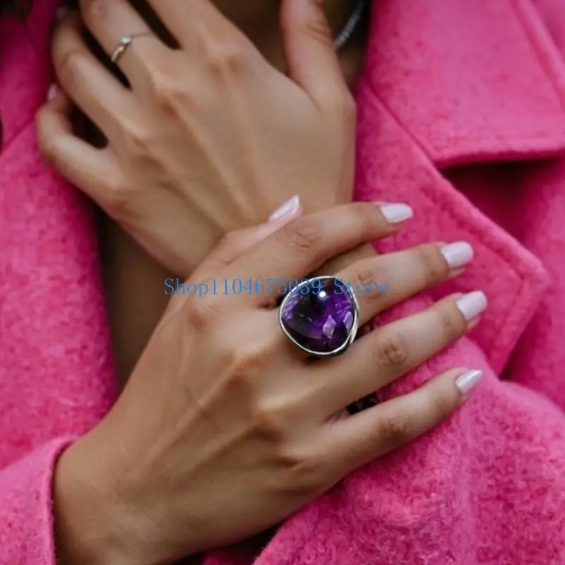 5asd Irregular Cut Healing Crystal Ring Versatile Stackable Jewelry For Meditation Yoga Stress Relief Positive Accessory