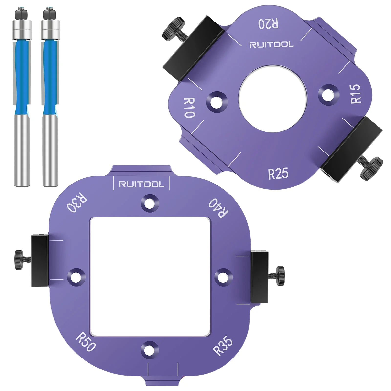 

4 in 1 Arc Angle Positioning Template,Router Templates R10-R50 Woodworking Radius Jig Corner Radius,Reusable Positioning Tools