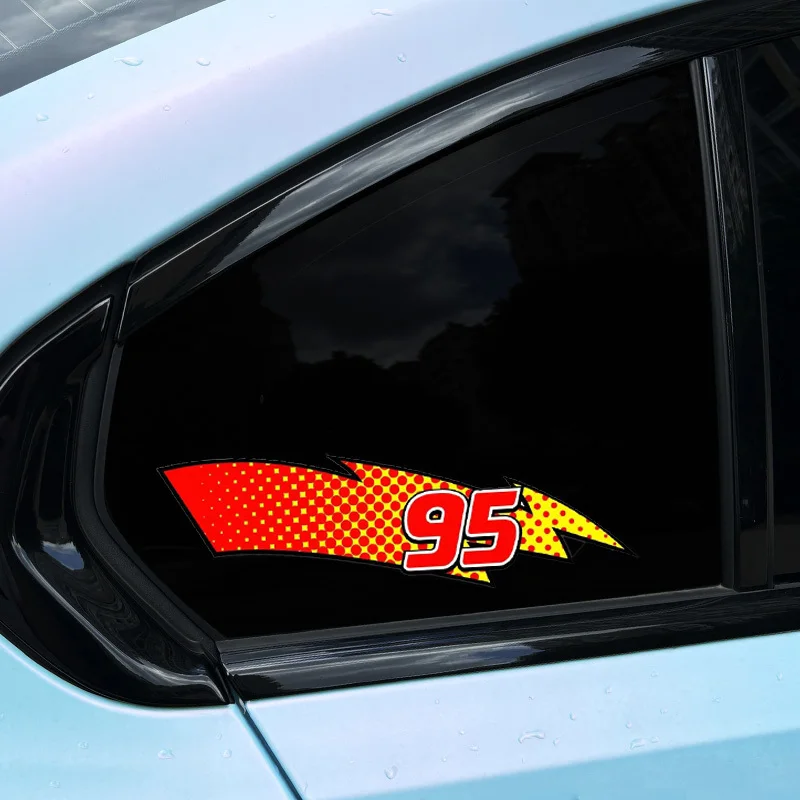 1Pair 95 Lightning Pattern Car Stickers for Racing Auto Window Side Body Bumper Rear Windshield Waterproof Car Decoration