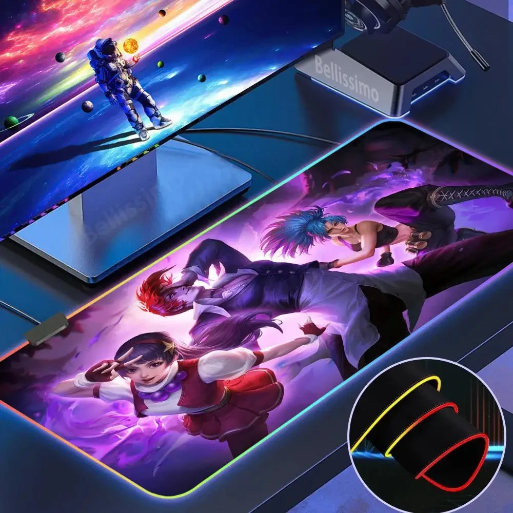 T_tyu S_street F_fighter RGB Mouse Pad Rubber Mousepad Large Extended Mause Desktop Mats Luminous Desk Mat LED Game Mousepad