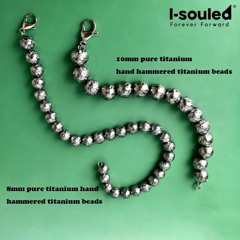 

8mm/10mm pure titanium handmade hammer patterned titanium bead bracelet, trendy and fashionable