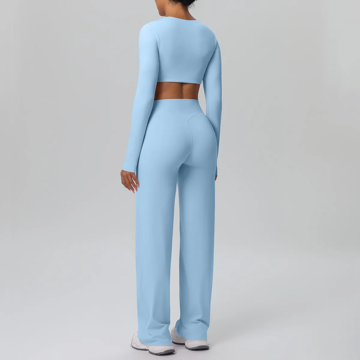 MIML 2026 Double-Sided Brushed Sports Yoga Suit Set Pure Color Wide Leg Fitness Two-Piece Set Naked Feel Running Tight