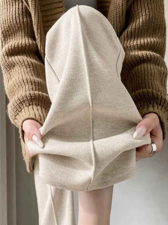 Pantalons décontractés à taille haute et jambes larges pour femmes, pantalons Camere, automne hiver, nouveau style, pantalon long jusqu'au sol