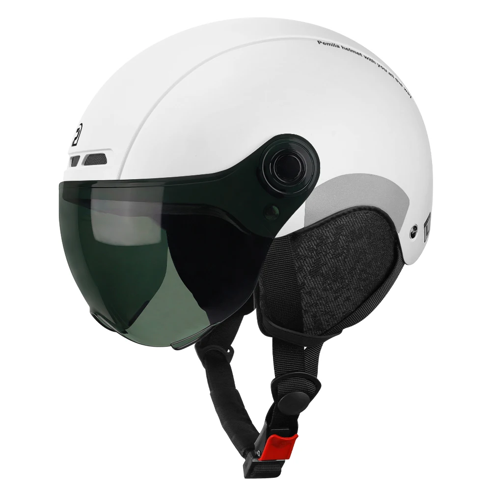 PEMILA Fietshelm met bril Lens Gehoorbescherming Reflecterende sticker Fietshelm MTB Road E-Bike Fietshelm voor volwassenen