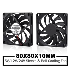 YOUNUON 80MM Fan 5V USB Fan 80x80x10mm 8cm DC 5V 12V 24V 8010 Fan Brushless Cooling Cooler PC Fan Computer Case  Fan Cooler