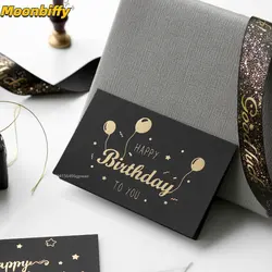 1 pcs Black Bronzing Greeting Birthday Card Invitations Postcard Bronzing Blank Writeable Blessing Card with Envelope Sticker