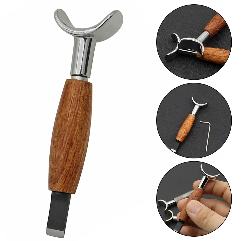 New Leather Carving Rotary Tool Handmade DIY Stainless Steel Pear Wood Handle Leathercraft Tool Sets