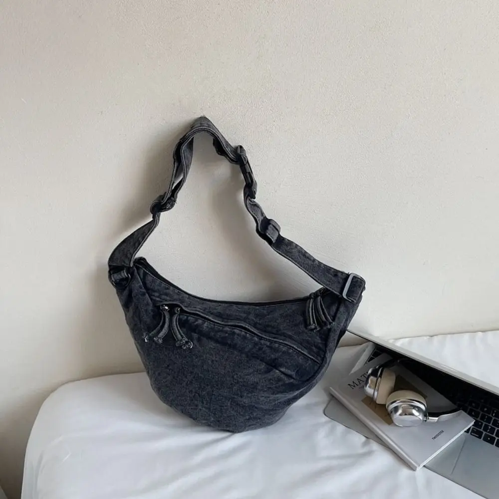 مزاجه النمط الأمريكي قماش زلابية حقيبة حزام قابل للتعديل Harajuku الدنيم حقيبة كروسبودي سستة الرجعية حقيبة تحت الإبط المرأة