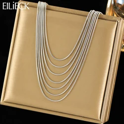 EILIECK 316L Stainless Steel Metal Multilayer Chain Necklace For Women Fashion Silver Color Waterproof Neck Chain Jewelry Gift