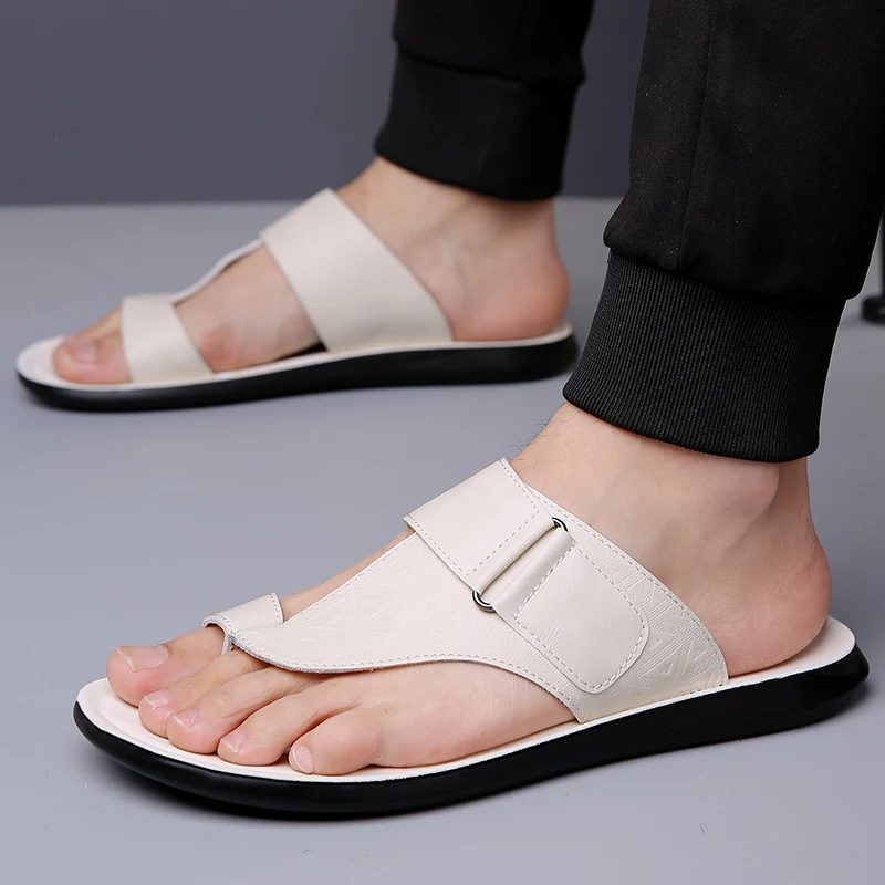 Herren Sommer-Sandalen Atmungsaktive Modische Einfache Zehenfreie Weiche Flache Strandschuhe Bequeme Klassische Pantoffeln-2502 – Detail 18