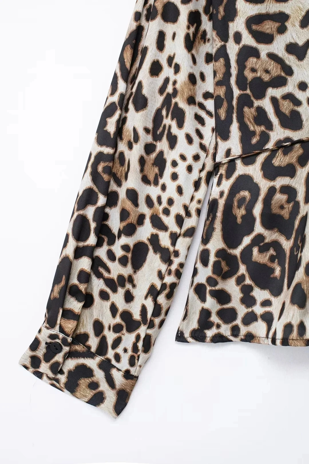 TRAFZA Women Vintage Leopard Print Blouse Pant Sets Lace Up Long Sleeve Shirt Loose Straight Trousers Female Fashion Streetwear