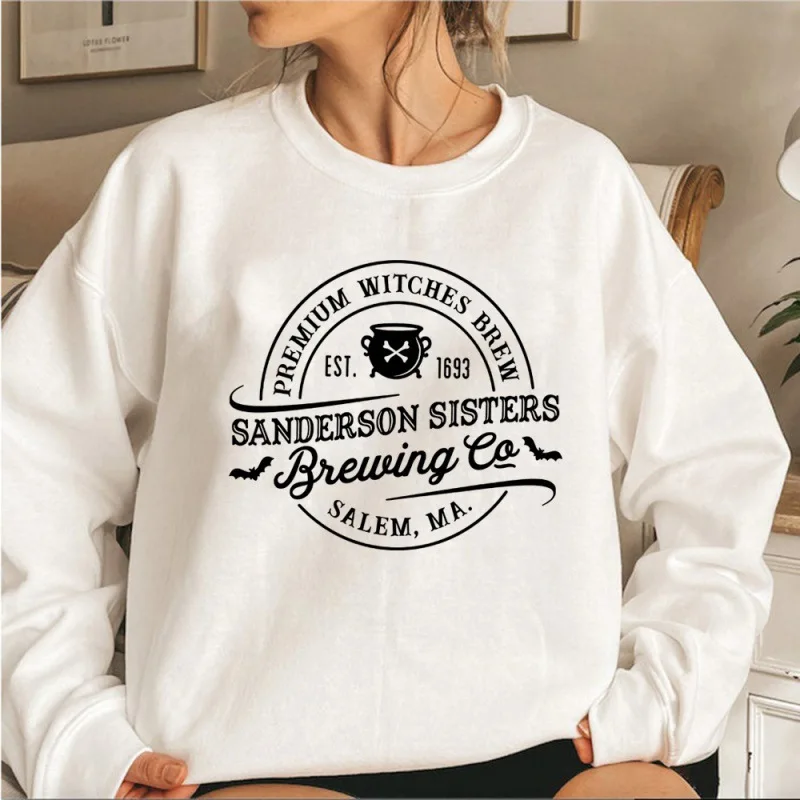 Fun Pattern Sweat-shirt Bat Ghost Witch Skull Round Neck Sweatshirt Graphic T Shirts Harajuku Streetwear