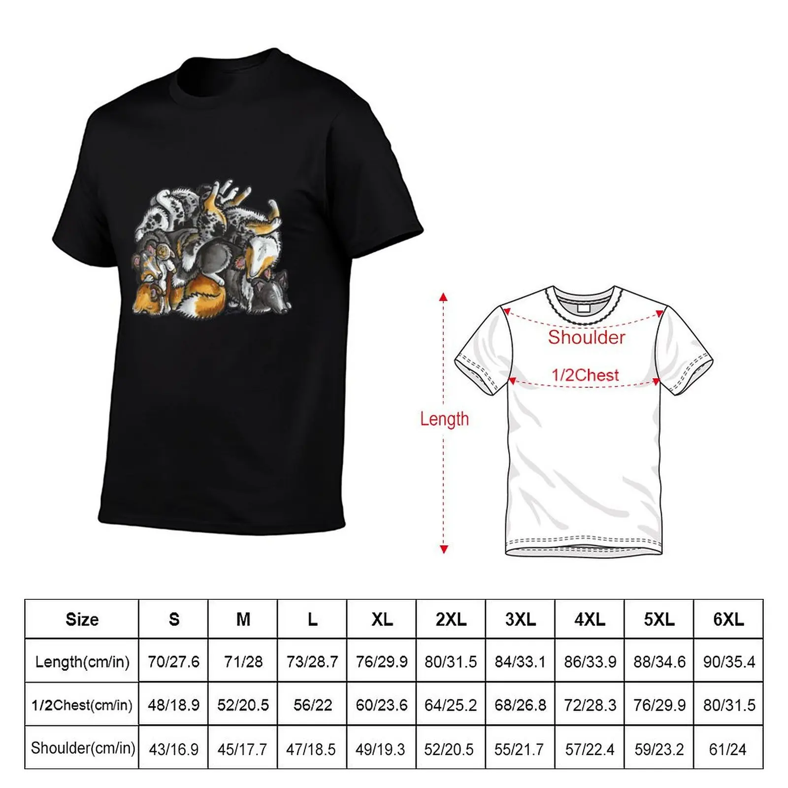 Sleeping pile of Shetland Sheepdogs T-Shirt Minimalist Plain Crew Neck T-Shirt