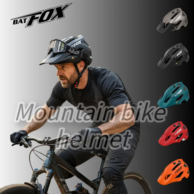 

BATFOX Mountain Bike Helmet Ultralight Safety Electric Scooter Bicycle Cycling Helmet Integral Lightweight Adults Men's Helmet