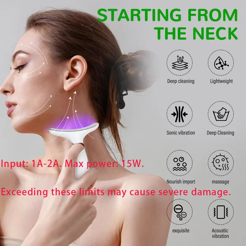 Portable Facial And Neck Massager with 7 Modes And Seven-Color Lights Rechargeable USB Women's Perfect Gift Beauty Care Tool