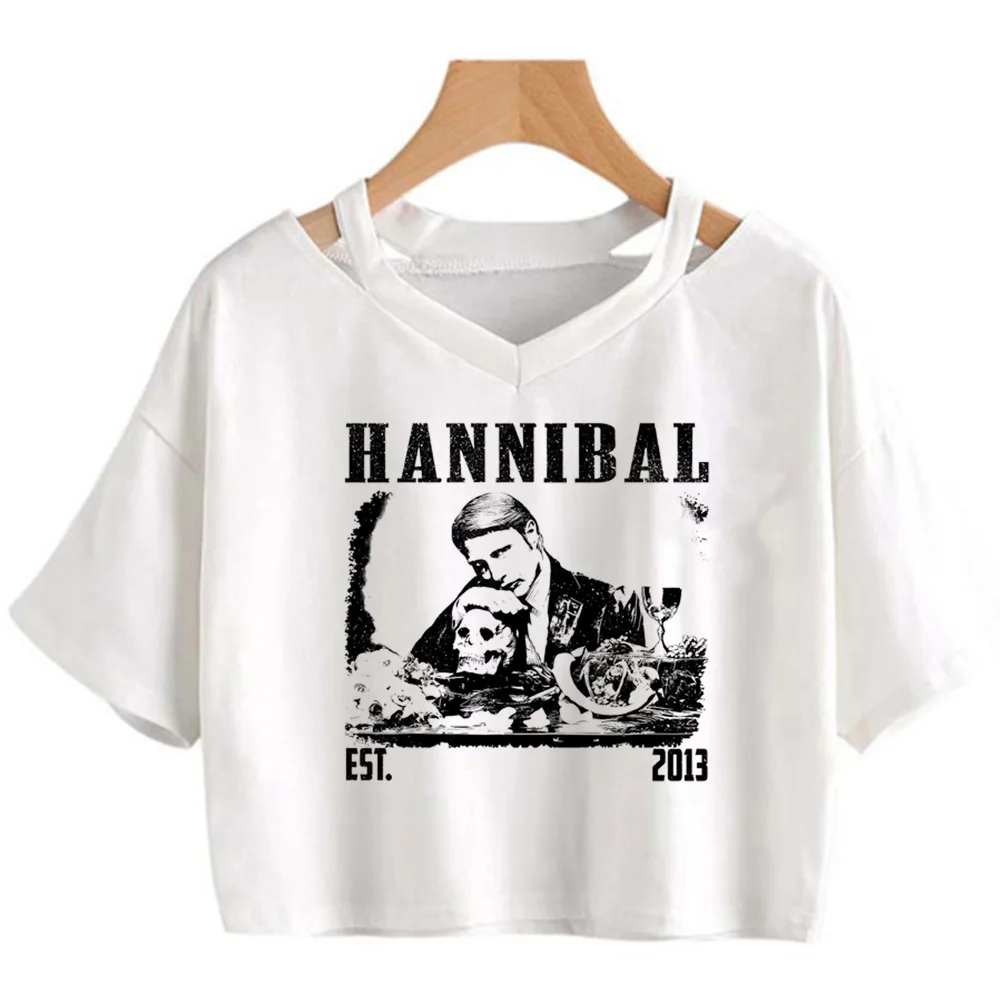 Hannibal hippie  2000s crop top Female streetwear  goth kawai tee