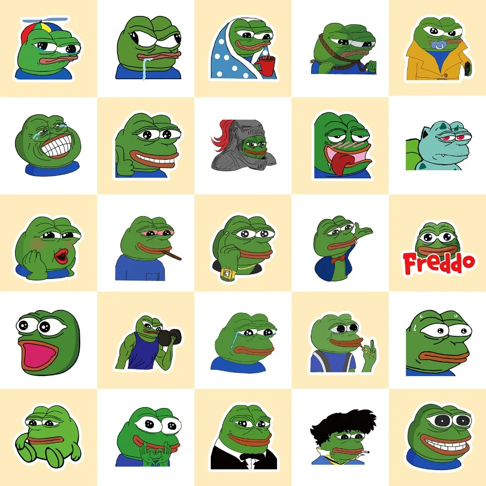 10/50Pcs Sad Frog PEPE Funny Graffiti Stickers For Phone Skateboard Helmet Car Gift Bicycle Notebook Car DIY Sticker Kids Toy