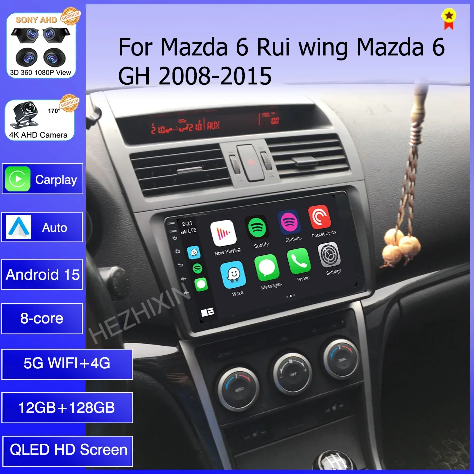 Android 15 Carplay Auto Radio Voor Mazda 6 gh 2007 2008 2009 2010 2011 2012 Multimedia GPS Video Player Stereo 2din Head Unit