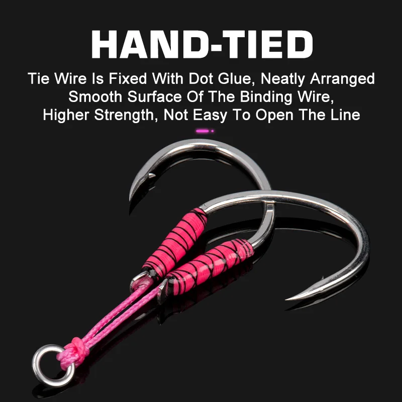 OBSESSION HK040 10Pairs High Carbon Metal Jigging Assist Hook UV Luminous PE Line Pike Jig Lure Saltwater Fishing Hook Pesca