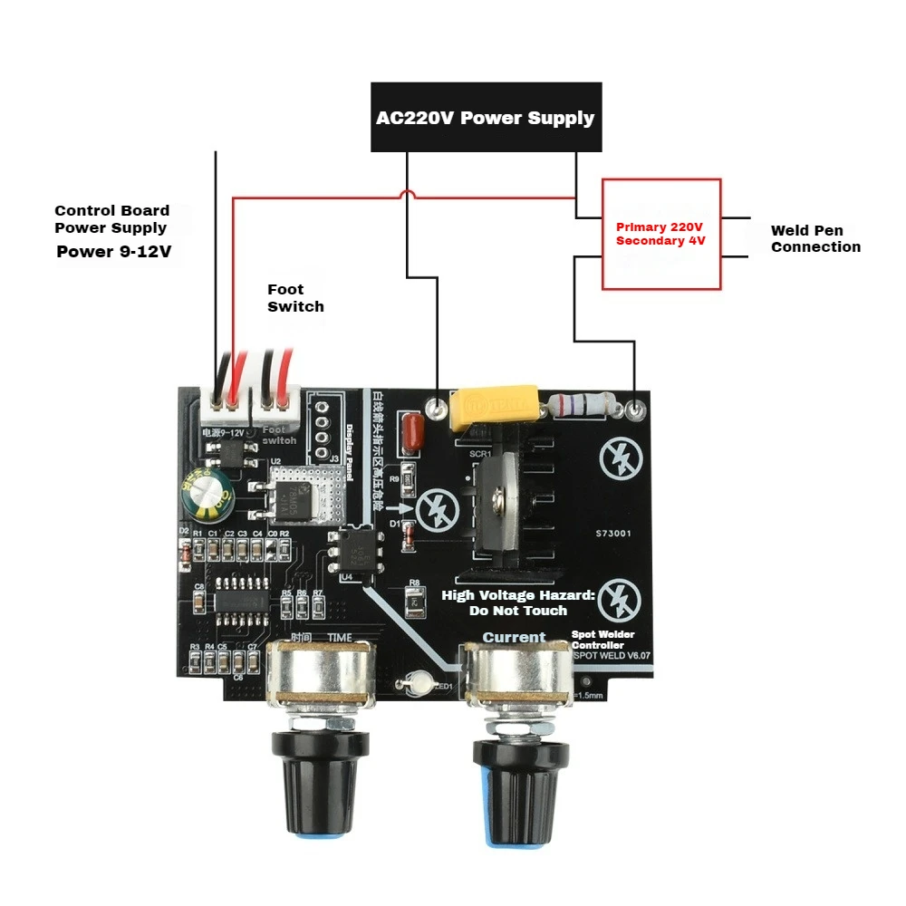 40A Thyristor Solid State Relay Control Module Spot Welding Machine Control Board Time/Power Regulator Spot Welding Machine Part