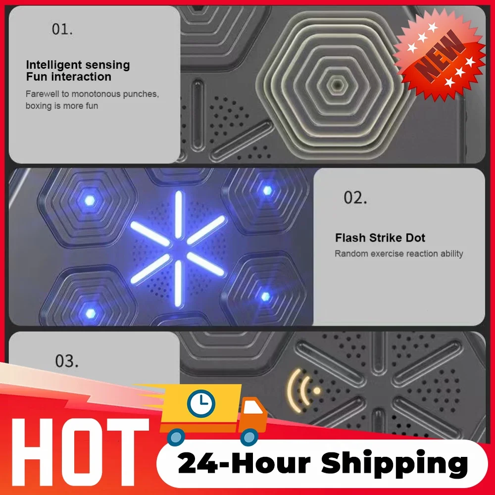 Wall Mounted Electronic Boxing Training Target LED Light Music Rhythm Wall Target with Boxing Glove 2500MAH Rechargeable Battery