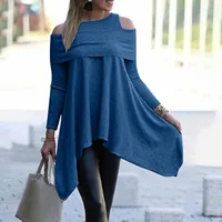 Dressy Tunics For Women Off Shoulder Womens Long Sleeve Blouses Formal Solid Tunic Tops To Wear With Women'S Shirt рубашка - Image 2