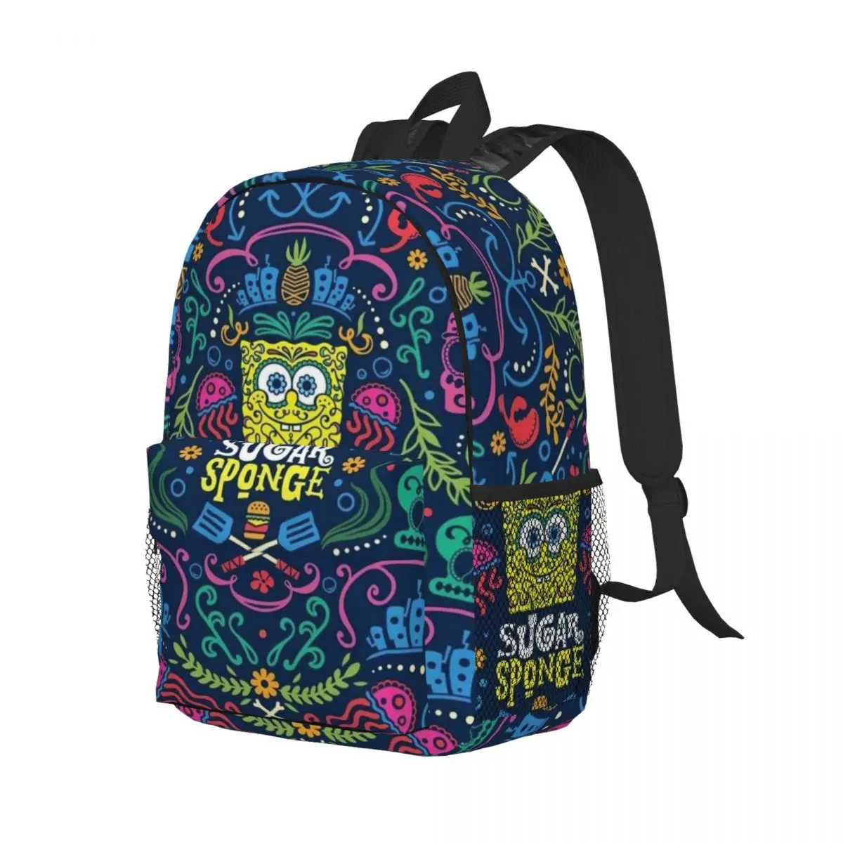 Mochila ligera de Bob Esponja de 15 pulgadas, bolso versátil y elegante para la escuela, viajes y uso diario