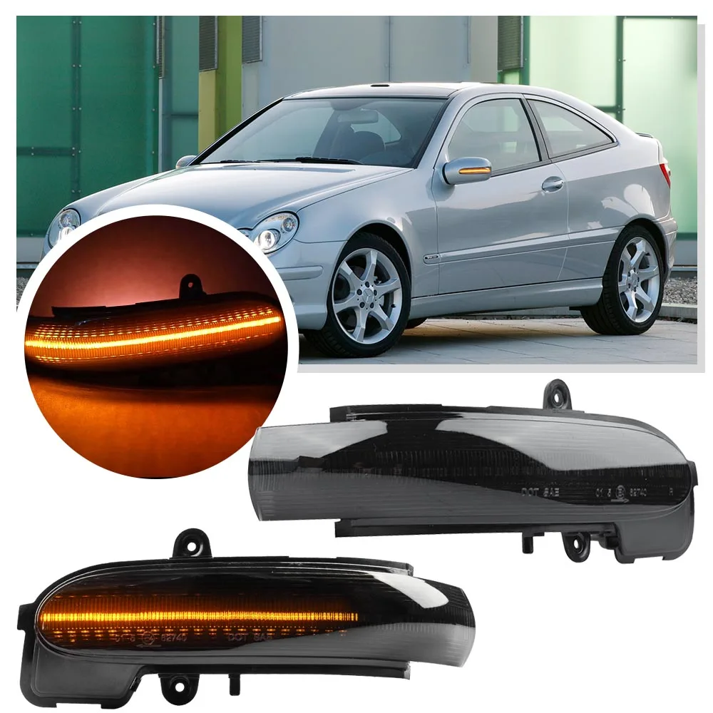2PCS LED Dynamic Turn Signal Light For Mercedes-Benz C-Class W203 S203 CL203 2001-2007 Side Mirror Sequential Indicator