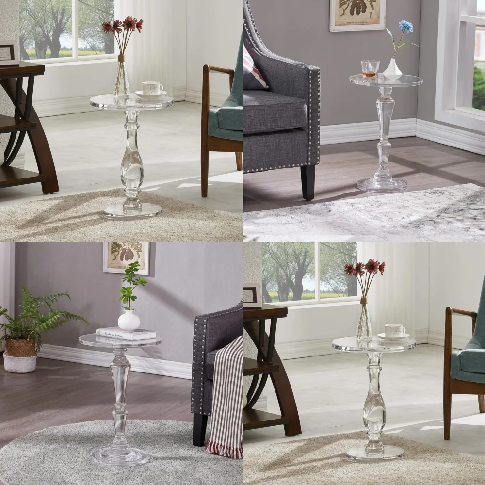 

Café TablesClear Acrylic End Table Modern Round Side Table for Living Room Decor