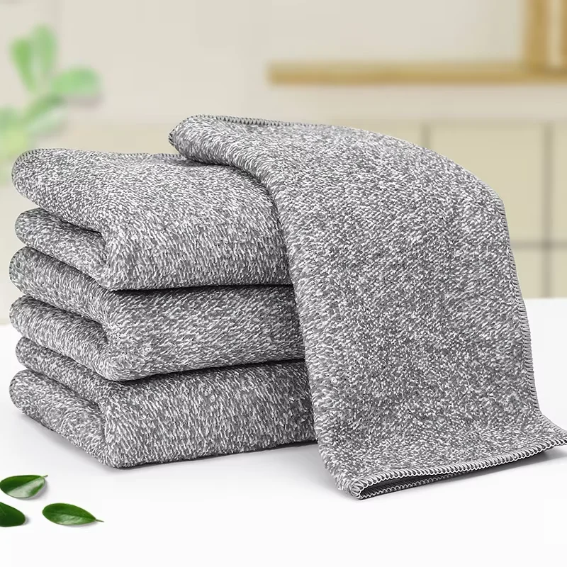 Bamboo Charcoal Fiber Dishwashing Cloth for Kitchen Oil Resistant Non-Staining Hairless Kitchen Specific Dishcloth