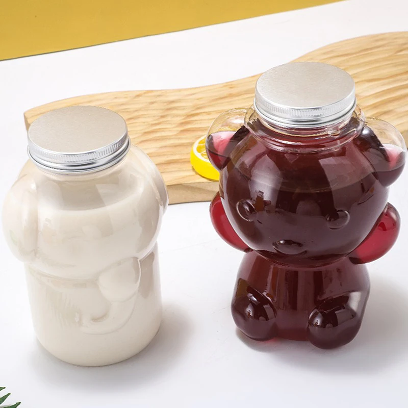 700Ml Big Head Bear Transparent Plastic Juice Bottles Perfect For Juices Smoothies Milk And Homemade Drinks Sealed Plastic Cup