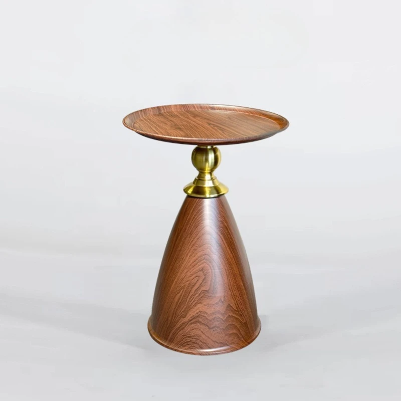 Minimalist solid wood edge few living room sofa small coffee table balcony light luxury round few