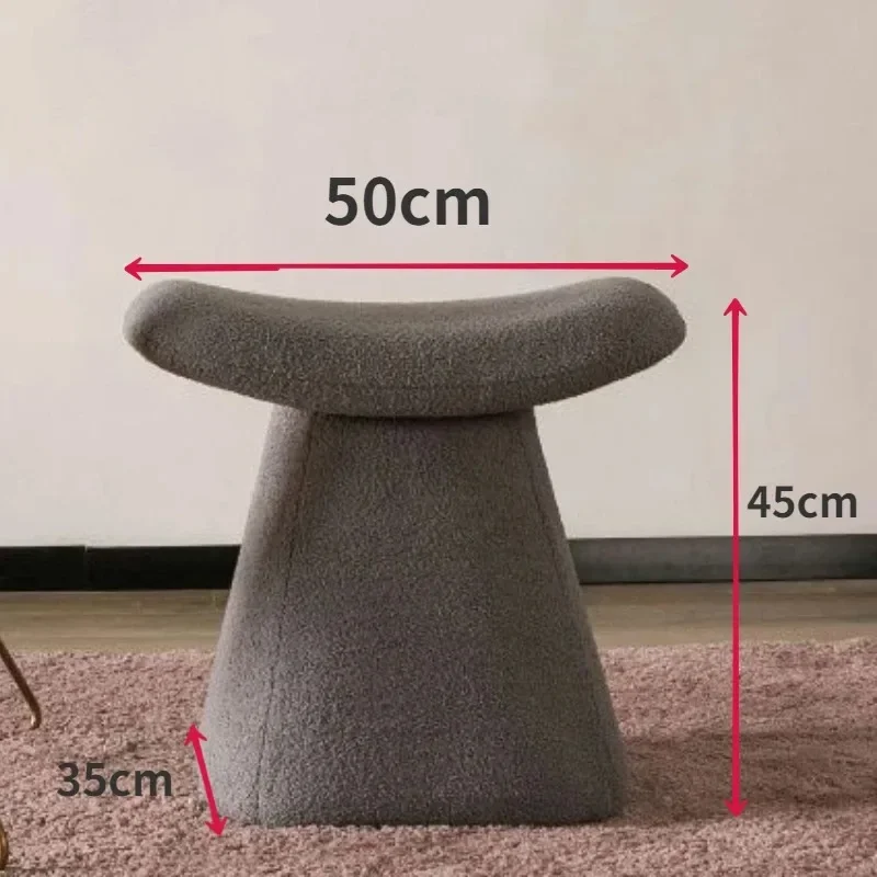 Nordic Creative Shoe Changing Stool Modern Footstool Lamb Fleece Makeup Chair Ottoman for Bedroom Living Room Home Furniture