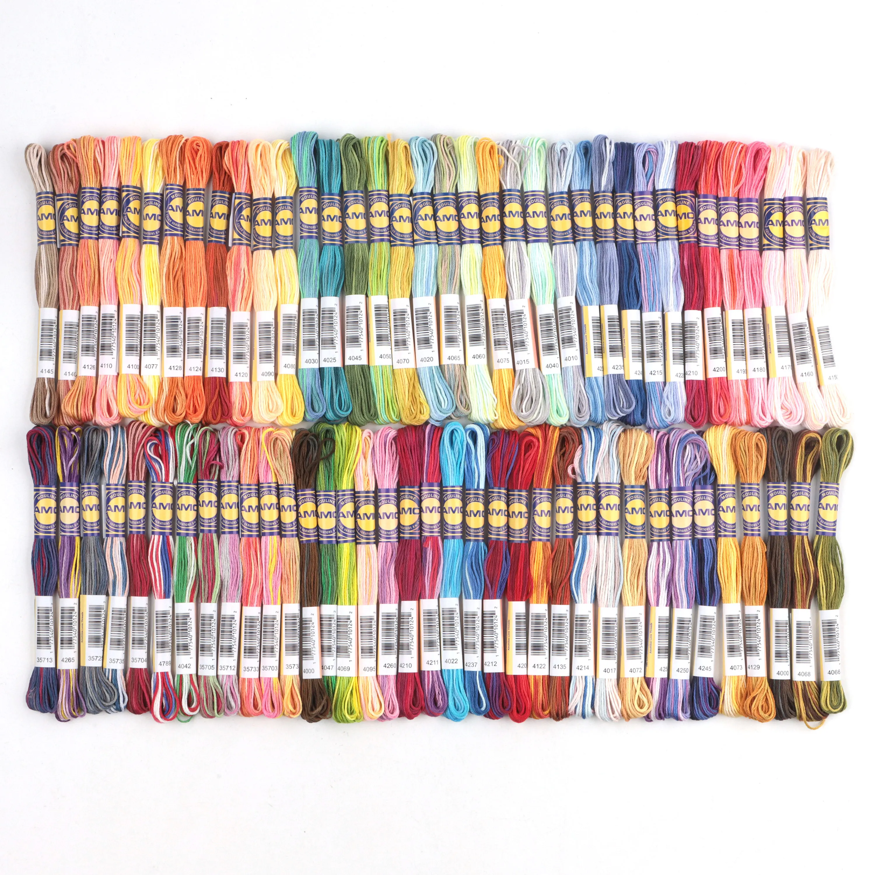 12 Variegated Colors Set Gassed Mercerized Egyptian Cotton Embroidery Floss 8.7 Yards Mouline Variation Cross Stitch Thread