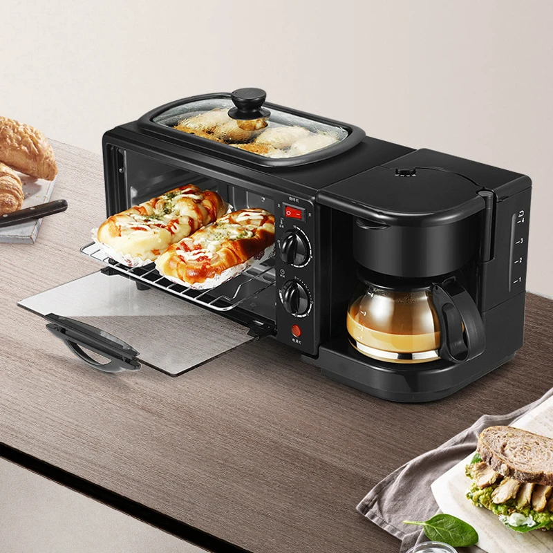 Household breakfast machine Electric toast oven frying pan Coffee machine accessories Multifunctional three-one breakfast maker