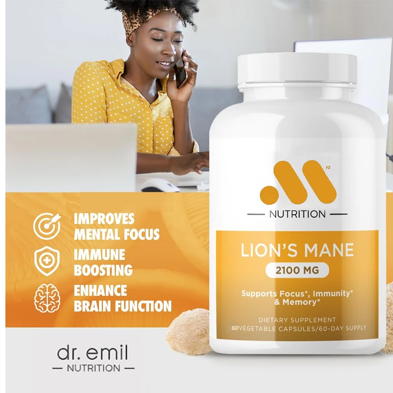 

Mushroomsupplement for mental clarity, focus, and immunesupport - organic brain promoting puzzle lion mane mushroom 60 capsules,