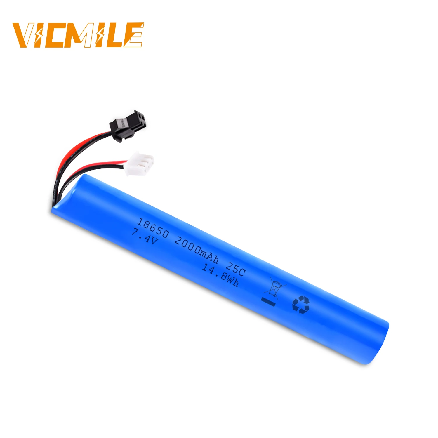 VICMILE 7.4V Li-ion Battery 2000mAh SM 2P Plug High Capacity Battery For Most Airsoft Model Guns Gel Water Bead Blaster