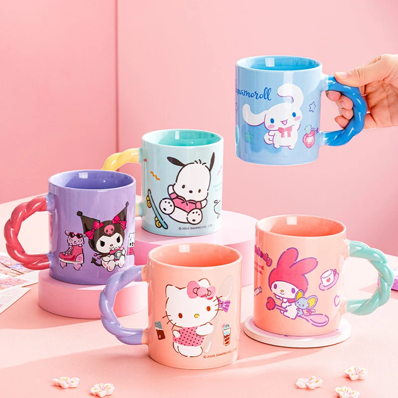 

Sanrio Kawaii Pochacco Mug Kuromi My Melody Children Student Cartoon Breakfast Milk Coffee Couple Creative Ceramic Mug Girl Gift