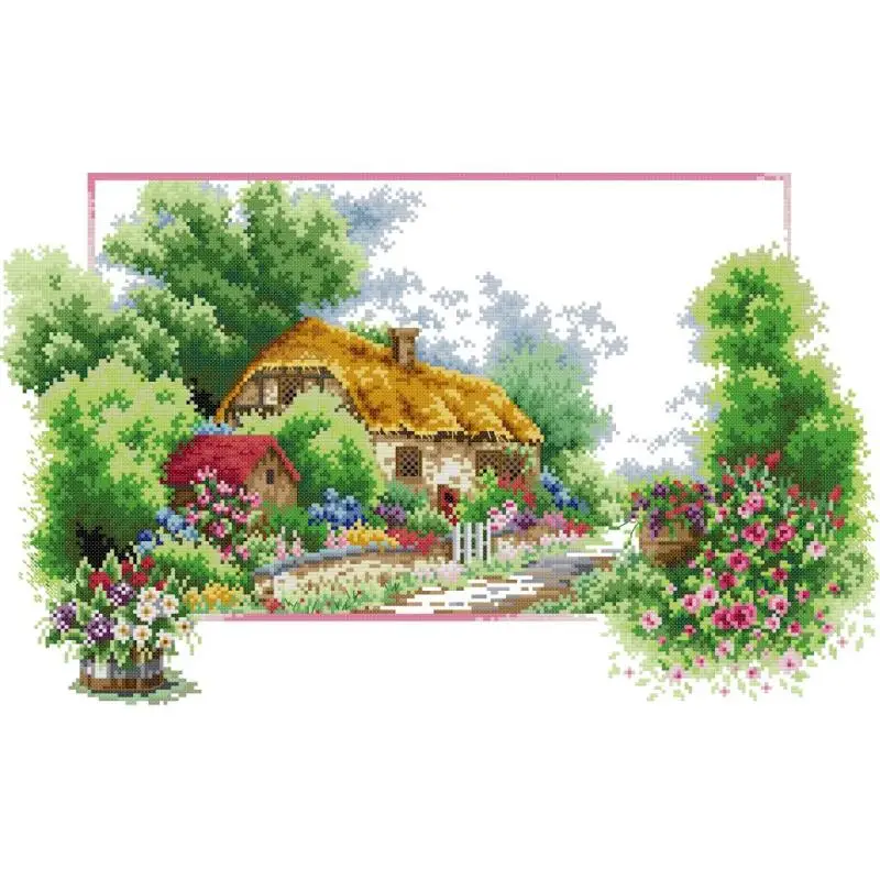 Four Seasons Scenery Series Cross Stitch Embroidery Kit Aida 14ct 16ct 11ct White Canvas Printed Fabric DIY Handmade Sewing Kits